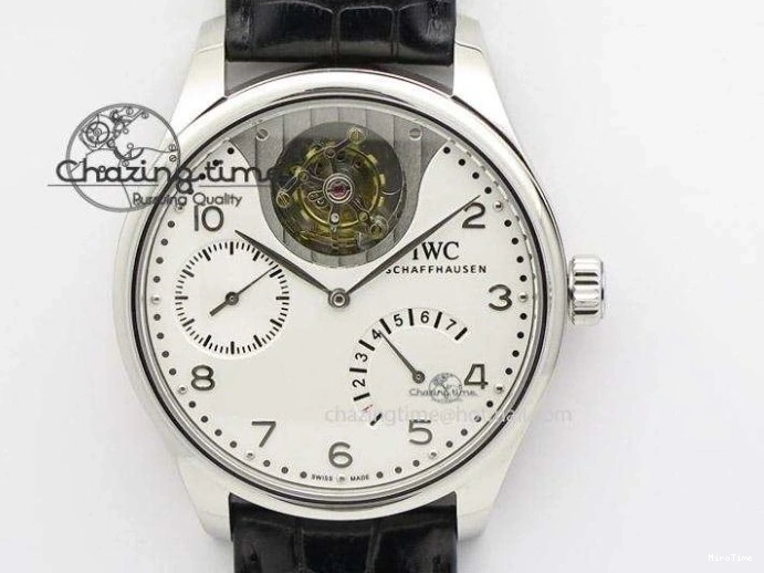 MIROTIME 1219 ModernLook Portuguese IW371445 ZF 1:1 Best Edition SS White Dial Gold Markers On Brown Leather Strap A79350 V 7269